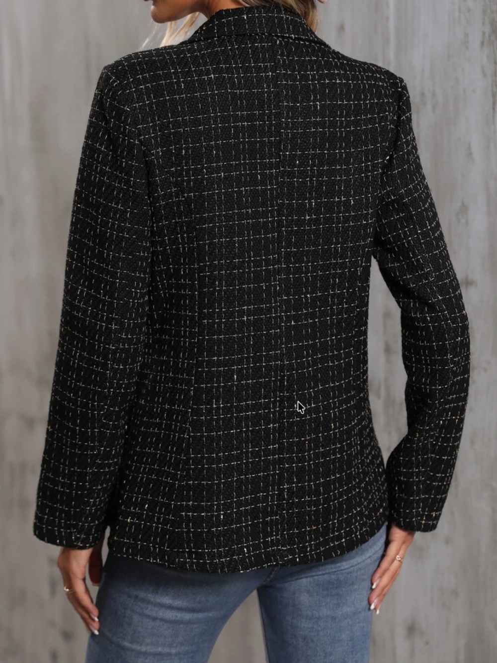 Classic Tweed Double Button Blazer Jacket - Picture 10 of 10